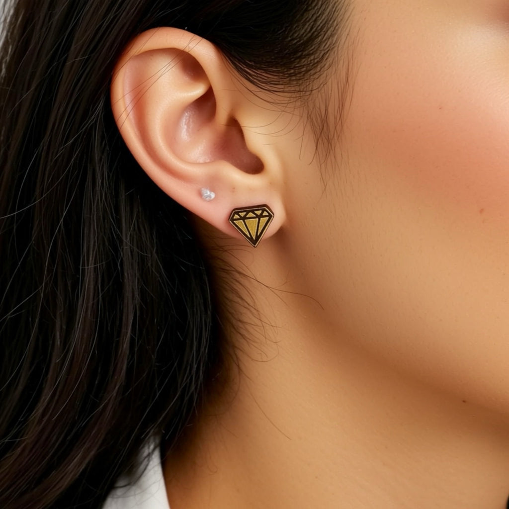 Golden diamonds Earstuds